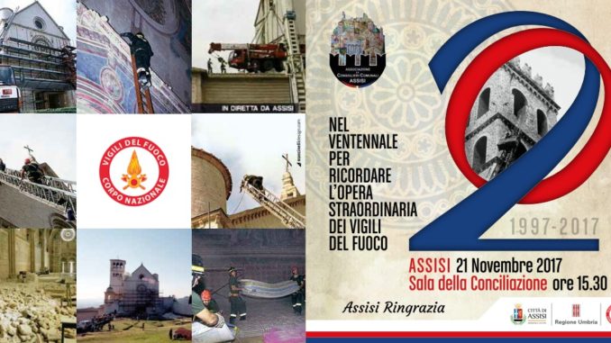 Assisi ringrazia i Vigili del Fuoco nel ventennale del terremoto