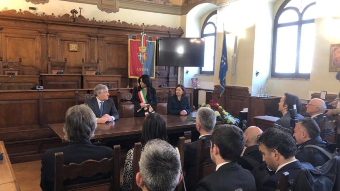 Presidente Parlamento europeo Antonio Tajani in visita in Comune ad Assisi