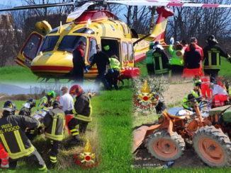 Finisce con le gambe sotto al trattore, in elisoccorso in ospedale a Perugia