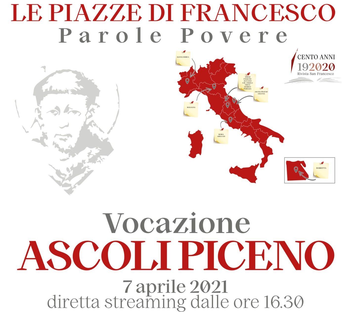 Le Piazze di Francesco, mercoledì 7 aprile ad Ascoli Piceno