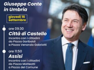 Giuseppe Conte ad Assisi il 16 settembre per sostenere i candidati del centrosinistra