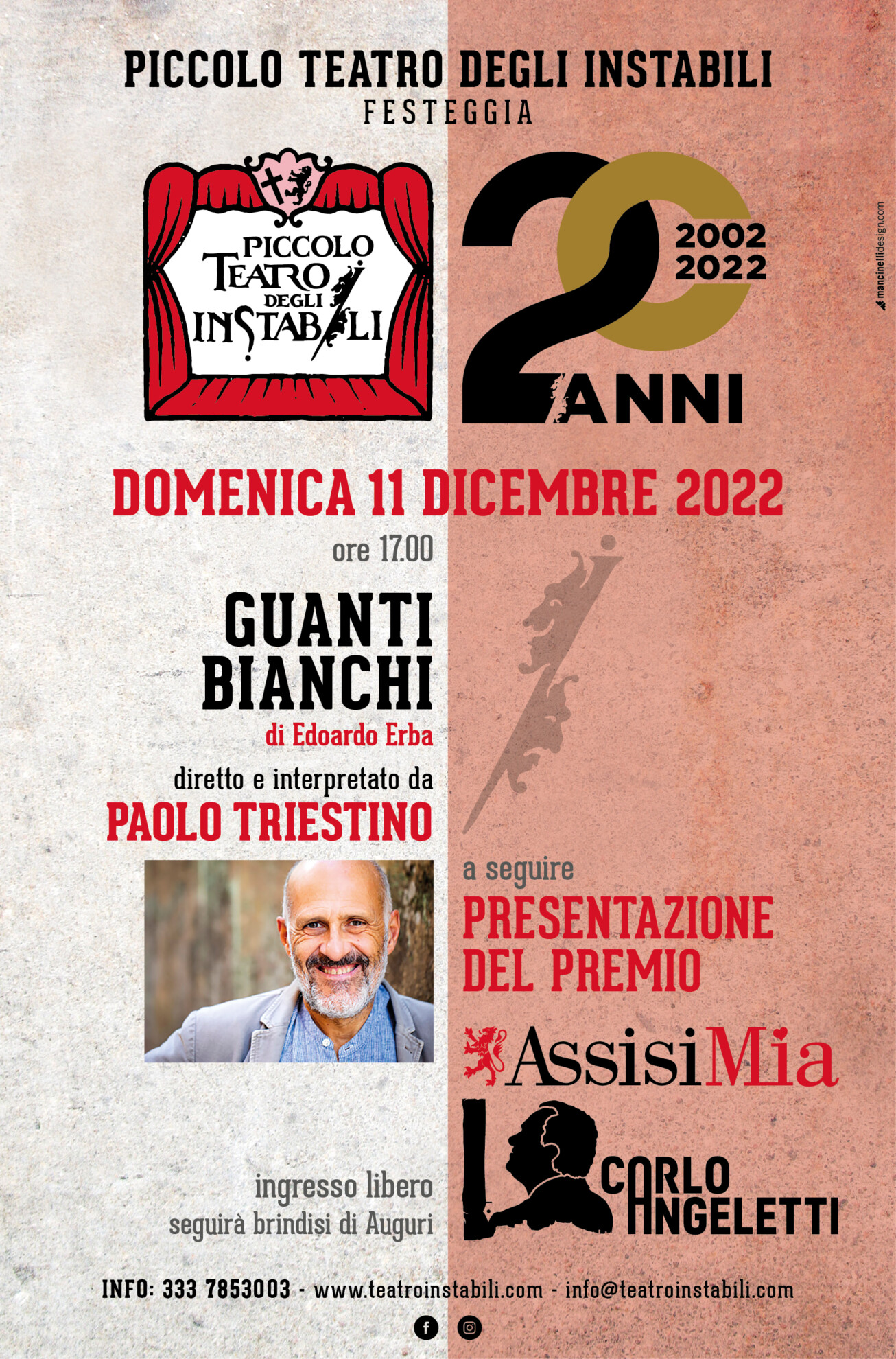 Anniversario Piccolo Teatro degli Instabili, Carlo Angeletti lo fondò 20anni fa