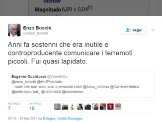 Enzo Boschi, il geofisico italiano, su Twitter dà ragione a Eugenio Guarducci
