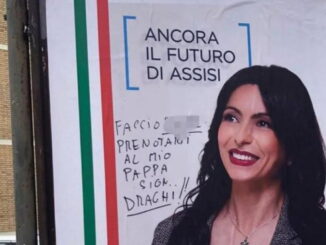 Sfregiato il manifesto elettorale del sindaco Stefania Proietti