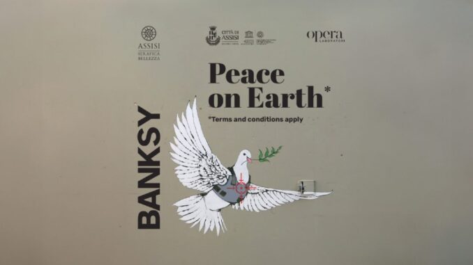 Banksy ad Assisi con “Peace on Earth”: arte e pace